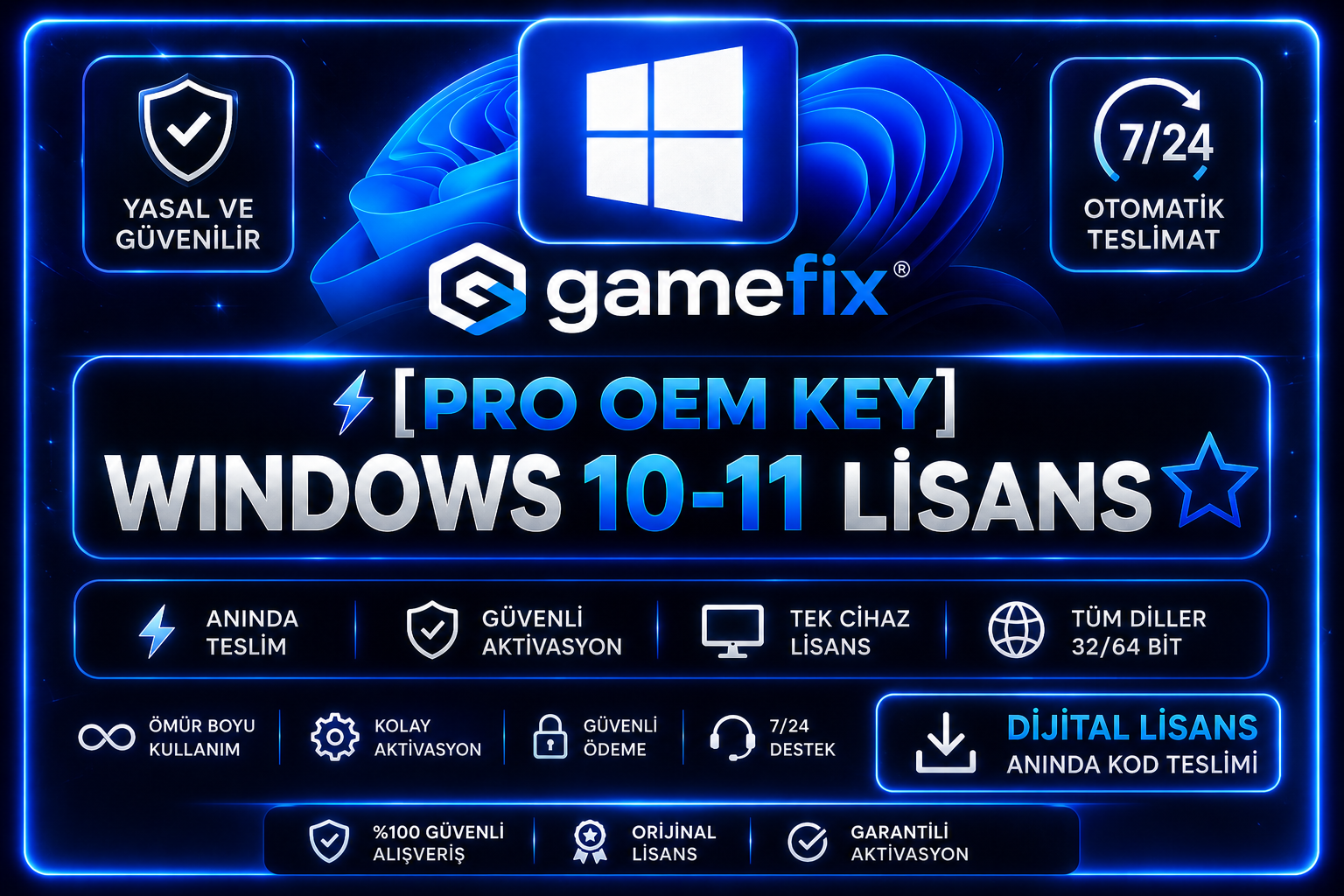 ⚡[PRO OEM Key] Windows 10-11 Lisans⭐