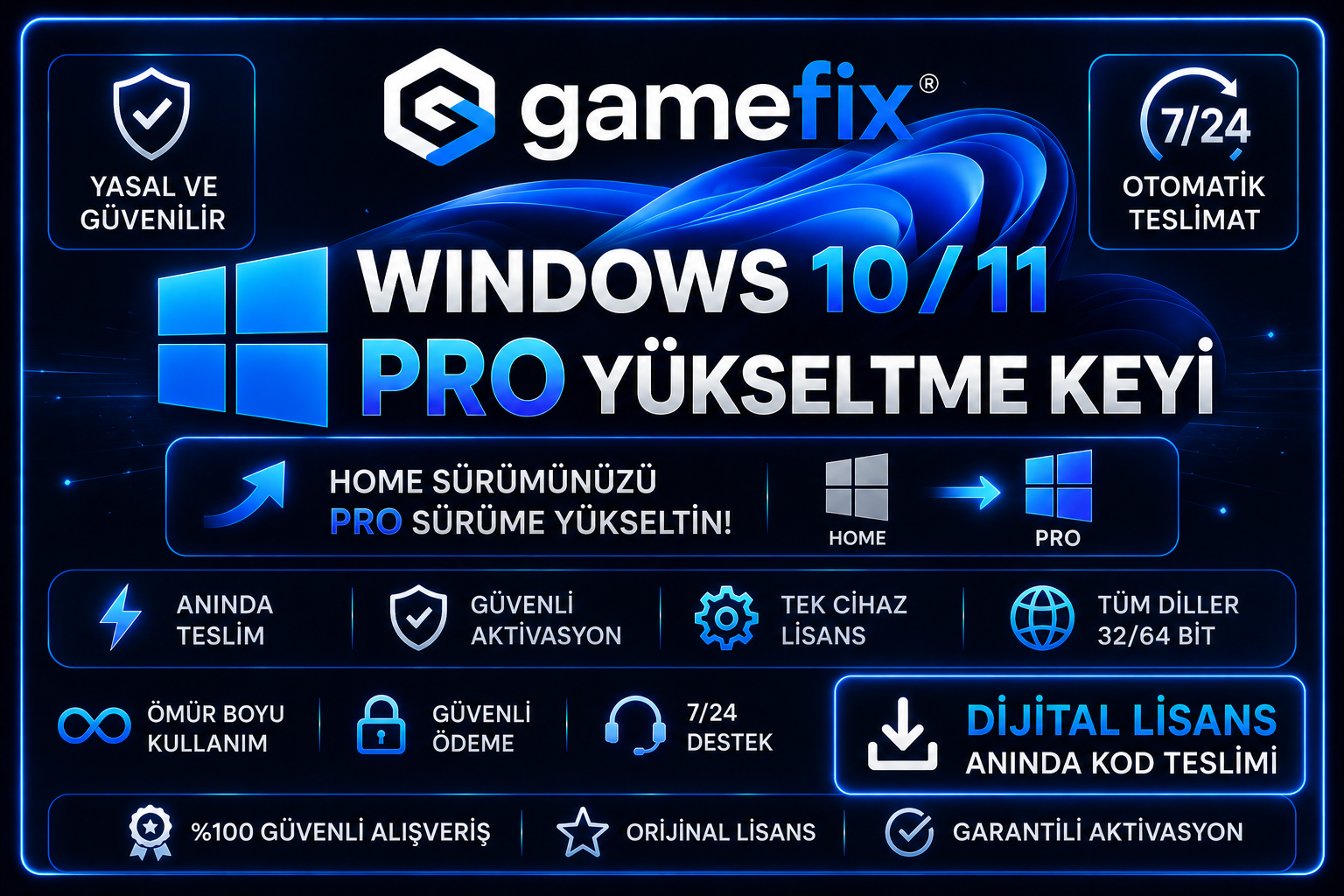 Windows 10/11 Pro Yükseltme Keyi