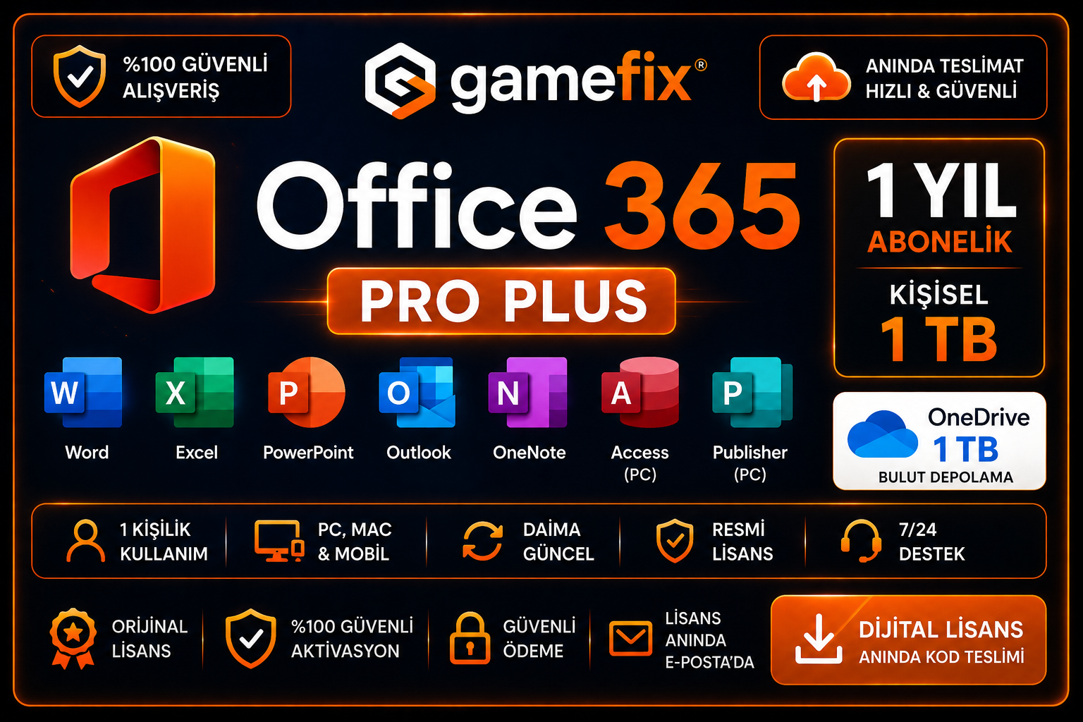 1 YIL Kişisel 1 TB Office 365 Pro Plus